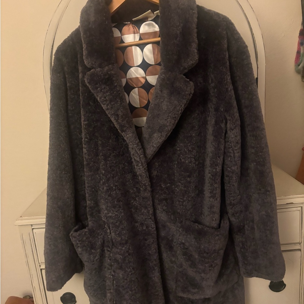 Anthropologie Charcoal Teddy Jacket